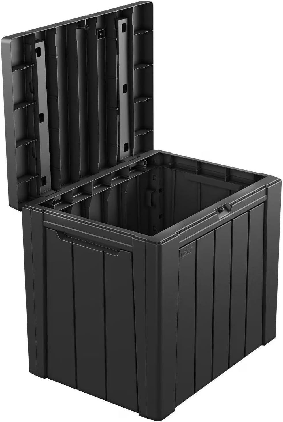 30 Gallon Outdoor Deck Box – Weather-Resistant Resin Patio Storage Table – Classic Wood-Look Cube Bench Seat for Garden Tools, BBQ Accessories & Cushions (Graphite)
