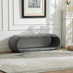 52.17" Wide Chenille Upholstered Bench for Bedroom End of Bed, Modern Shoe Bench for Entryway, Equipped with an Iron Frame, Dining Room, Living Room, Bedroom (Gray + Chenille)