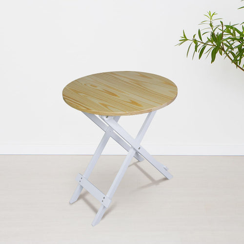 100% Solid Wood 23.5" W Round Folding Side Table for Dining, Patio, Living Room, No Assembly Required
