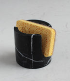 Natural Travertine Sponge Holder for Kitchen Sink, Drying Rack, Compact Sink Caddy Organizer - Nero Portoro Marble