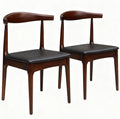 Solid Wood Dining Chairs Set of 2 - Mid Century Modern Wishbone Design with Elegant Leather Upholstery, Walnut-Colored sillas de comedor for homes, kitchens, meeting rooms, restaurants, cafes studies