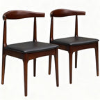 Solid Wood Dining Chairs Set of 2 - Mid Century Modern Wishbone Design with Elegant Leather Upholstery, Walnut-Colored sillas de comedor for homes, kitchens, meeting rooms, restaurants, cafes studies