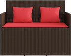 Patio Bench with Cushions Brown Poly Rattan Outdoor Storage Bench with Waterproof Bag and Removable Cover