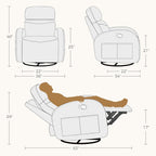 Swivel Rocker Recliner, Manual Swivel Recliner with Adjustable Headrest, Glider Rocking Reclining Nursery Chairs for Small Space, Living Room, Bedroom, Chenille Camel