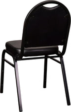 Flash Furniture HERCULES Commercial Grade 500 LB. Capacity Dome Back Stack Chair - Black Vinyl Upholstery - Black Metal Frame - Built-In Handle