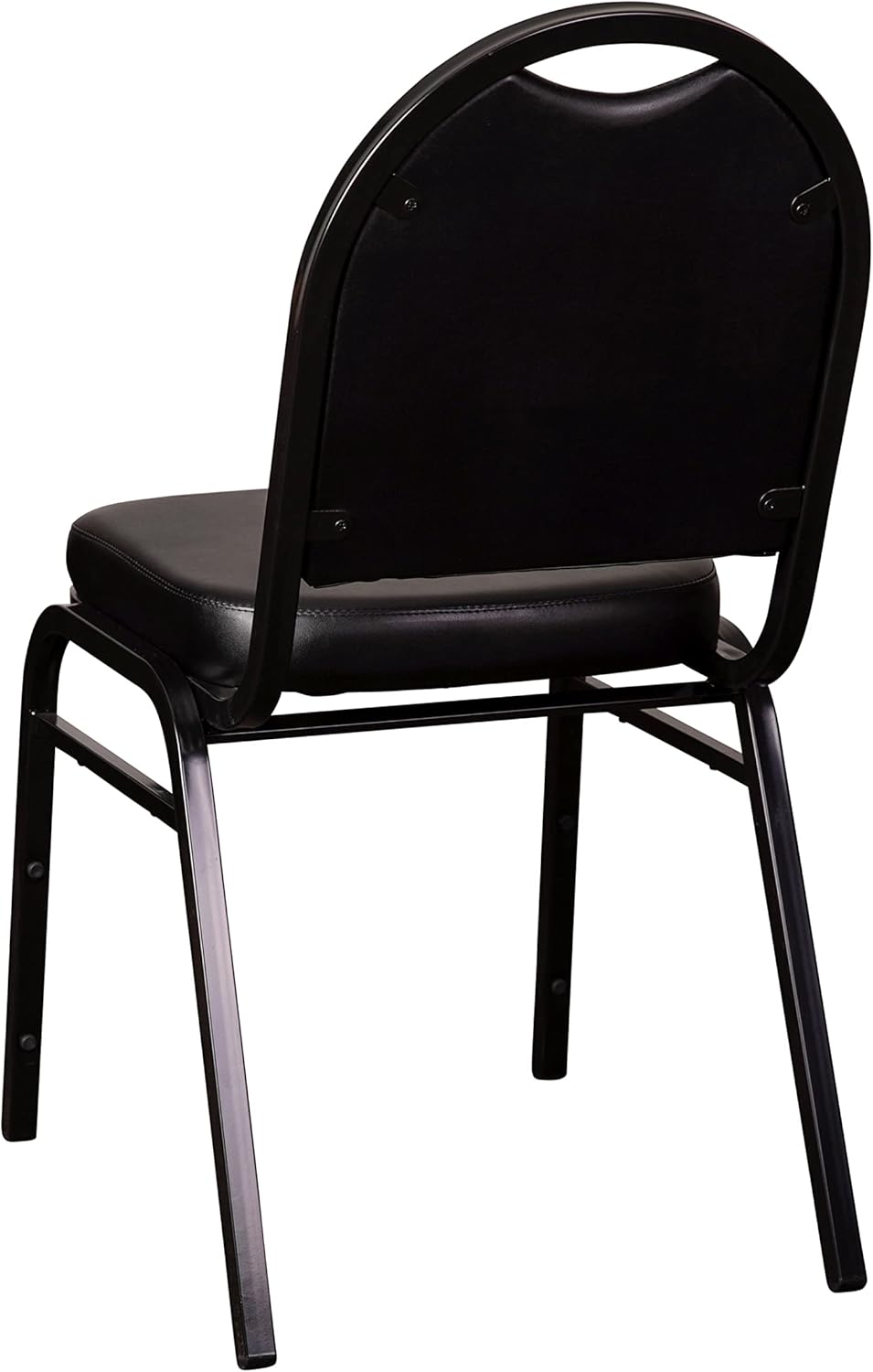 Flash Furniture HERCULES Commercial Grade 500 LB. Capacity Dome Back Stack Chair - Black Vinyl Upholstery - Black Metal Frame - Built-In Handle