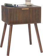 Mid Century Modern Nightstand, Small End Tables Living Room, Accent Bedside Table with Drawer for Bedroom and Small Space, Rustic Brown
