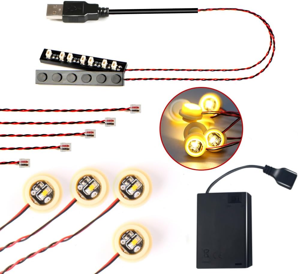 14PCS LED Lights 1X1 Circular Dot Compatible with Lego Building City Model Set Block Accessories Lighting Kit Toys（Warm Colors）