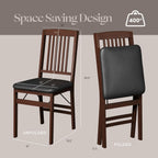 SIMPLEX Compact Folding Wood Dining Chairs – No Assembly, PU Leather Cushions, 400 lb Load Capacity, Space-Saving Design for Apartment & Kitchen Use (4 Pack)
