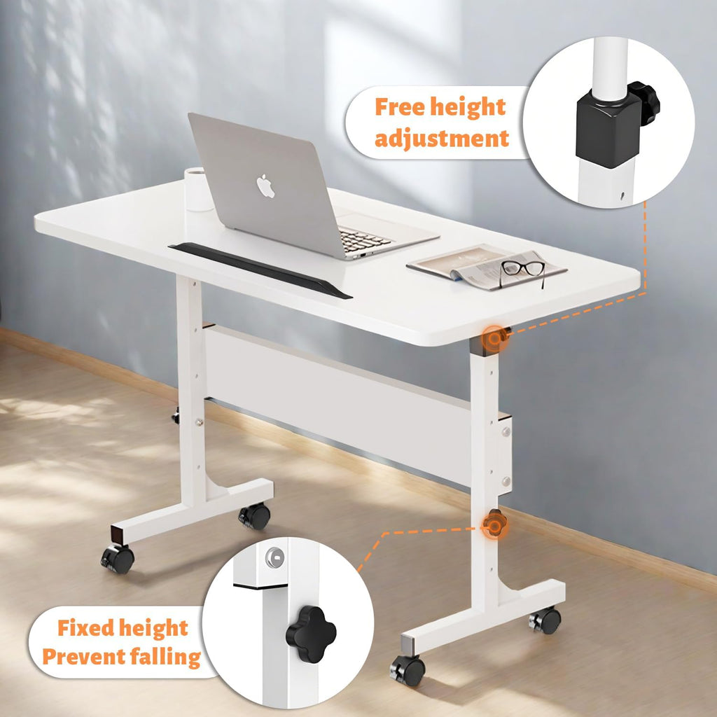 Rolling Desk Adjustable Height,Portable Laptop Desks,Small Standing Desk with Wheels for Home Office