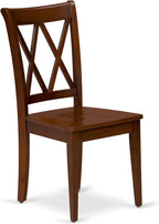 East West Furniture CLC-ESP-W Clarksville Dining Room Chairs - Double Cross Back Wood Seat Chairs, Set of 2, Espresso