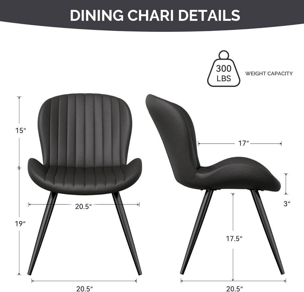 Nalupatio Dining Chairs Set of 4, Modern Dining Room Chairs Comfy Backrest Thick Upholstered Kitchen Chairs 19IN Height with Metal Legs Black