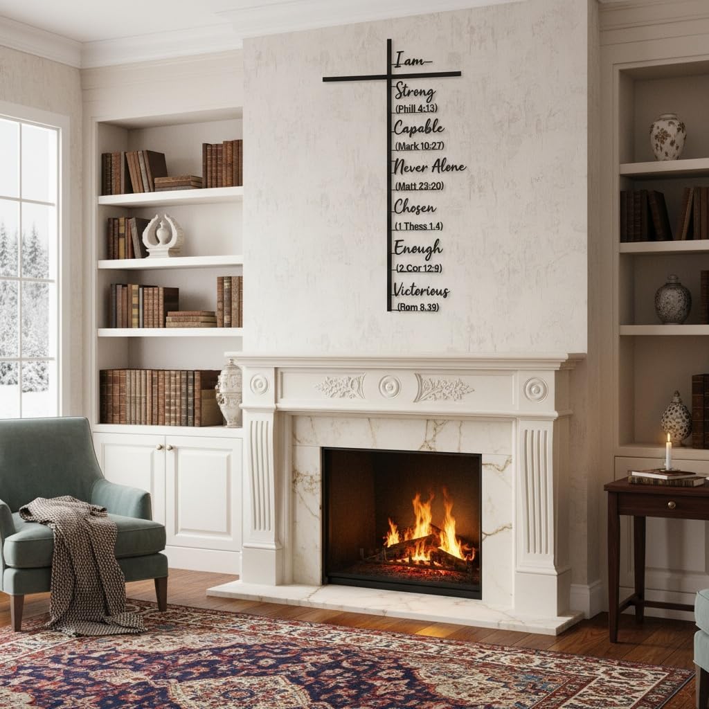 Elegant Metal Cross Wall Art with Scripture, Scripture-Engraved Faithful Design for Peaceful Living Spaces, Metal Crosses Jesus Wall Art Decor for Home Church (19.69 inches)