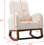 Nursery Rocking Chair,Upholstered Fabric Accent Armchair,Wooden Padded Seat with 2-Side Pocket,Nursing Chair with Rubber Wood Legs,Glider Chair for Nursery,Living Room,Home Office (Beige)