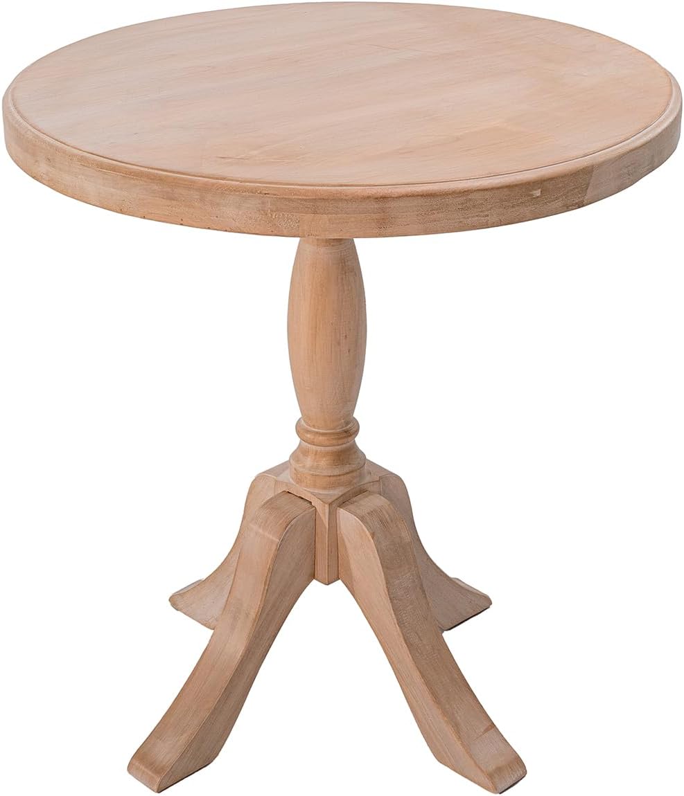 23.6'' Round Wooden End Table, Wooden Pedestal Side Coffee Tables, for Living Room, Bedroom, Entryway, Equipped with Two Stands, Available in Two Heights: 24.4'' and 28.4'', Natual