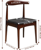 Solid Wood Dining Chairs - Mid Century Modern Wishbone Design with Elegant Leather Upholstery, Walnut-Colored sillas de comedor for Homes, Kitchens, Meeting Rooms, Restaurants, cafes Studies