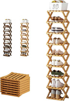 The 9-Tier No-Assembly Bamboo Rack, 2026 New 9 Tier Bamboo Shoe Rack, Bamboos Shoes Storage Racks, Foldable Vertical Organizer for Entryway, Closet, Bedroom, Small Spaces (Nature 9 Tier)