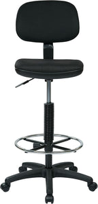Office Star DC Series Adjustable Drafting Chair with Foot Ring and Sculptured Foam Seat, Icon Black Fabric