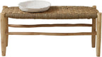 Home Maison Plaited Checked Bench 100 cm Raw Laurel Wood and Doum Palm Fibre, Natural, 100 x 35 x 35 cm