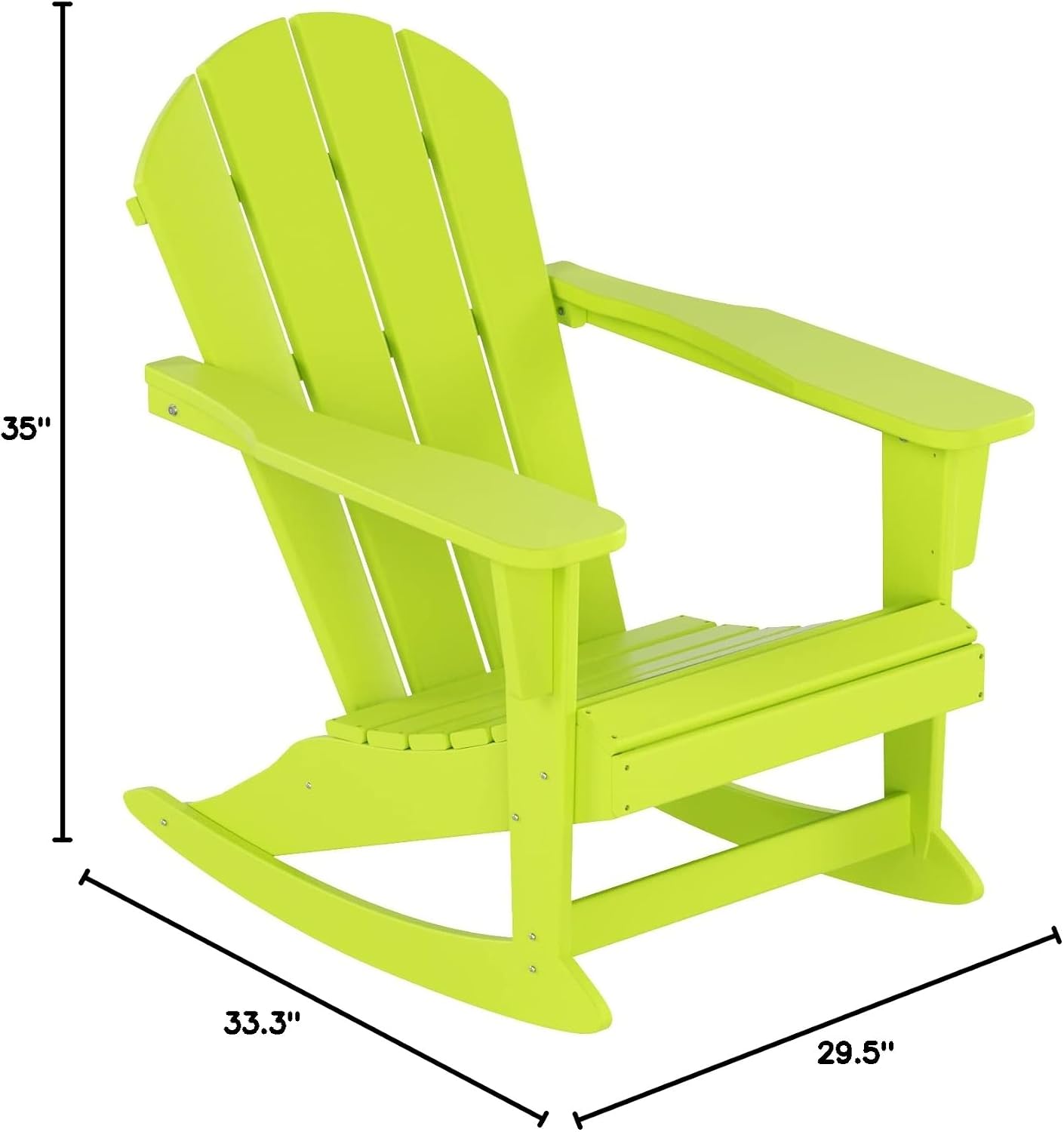 WestinTrends Malibu Outdoor/Patio Poly Adirondack Rocking Chair, Lime