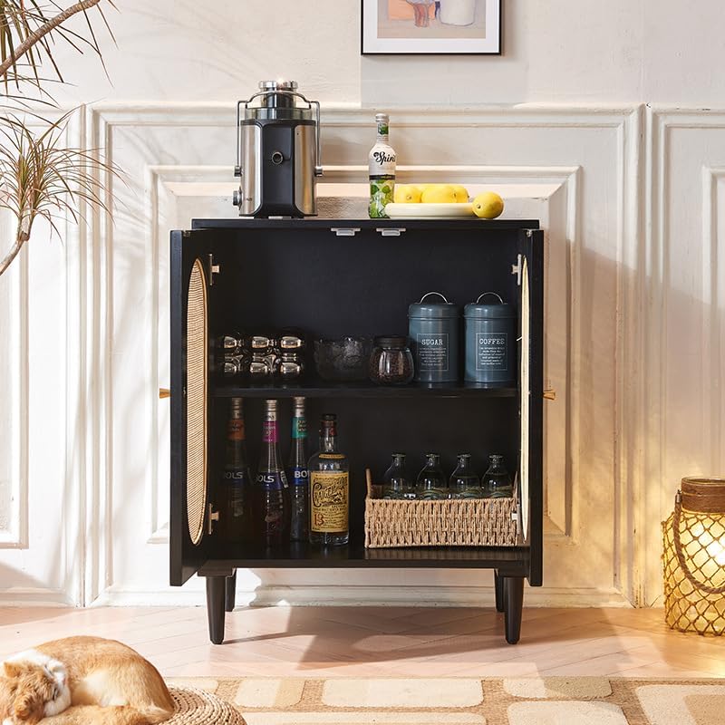 Entryway Cabinet Wooden Sideboard for Home Dining Room Large Capacity Storage Double Door Cabinet Home Retro Storage Cabinet Sideboard Storage Cabinet