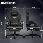 GTPLAYER Big and Tall Gaming Chair 400lbs Heavy Duty Office Chair with Foot Rest, High Back Pocket Spring Ergonomic Computer Chair for Adults, Wide Comfy Seated Cushion with Linkage Armrests, Black