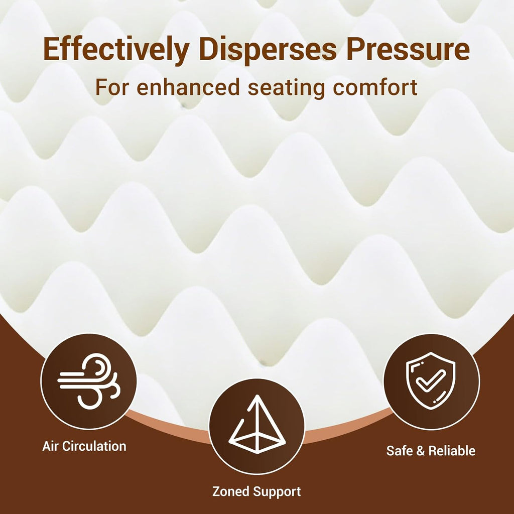 Recliner Cushions for Elderly,20x20x4 Inch Thick Egg Crate Foam Seat Cushion with Back Support Pillow for Reduce Hip & Lumbar Pain, Non-Slip Bottom and Removable Washable Cover,Black