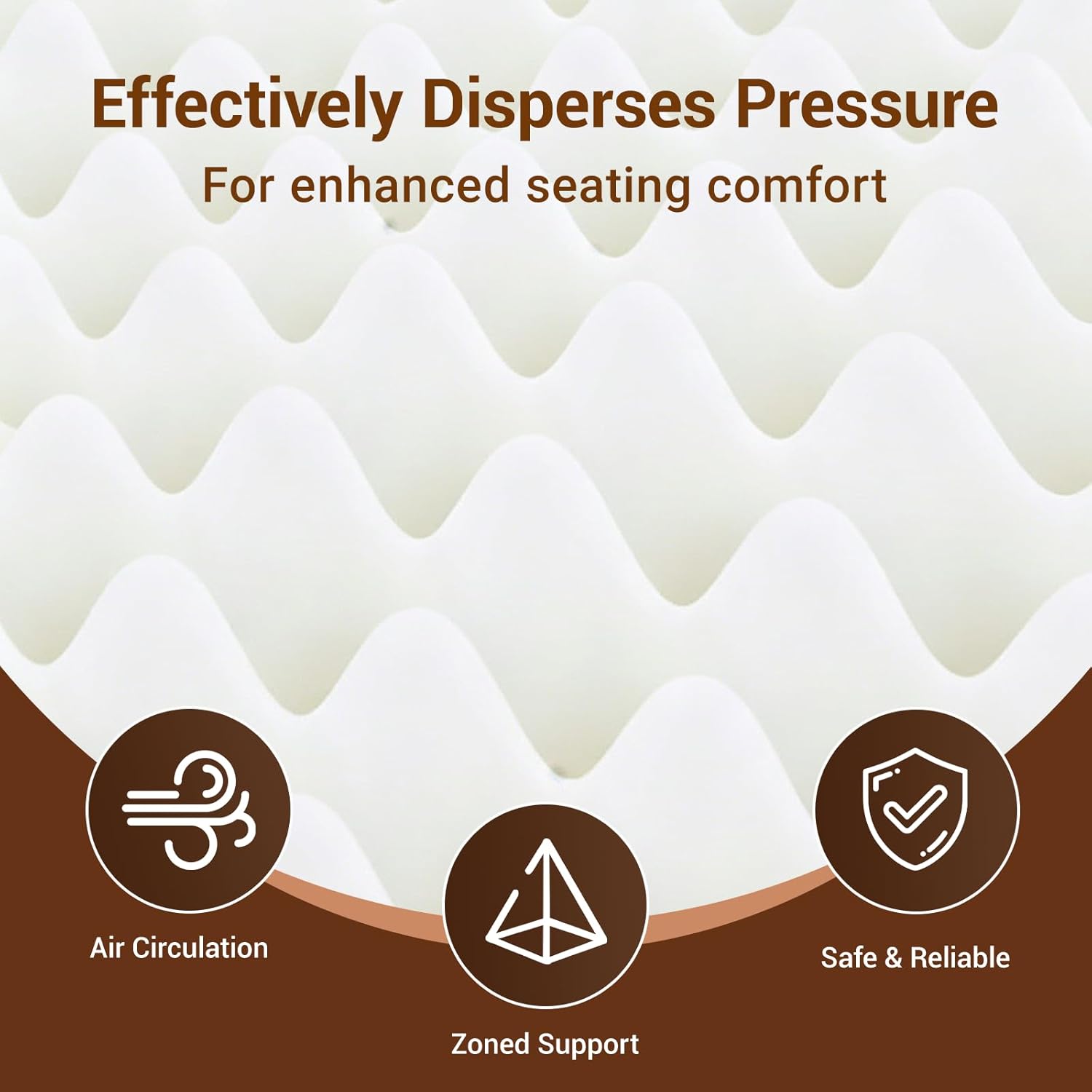 Recliner Cushions for Elderly,20x20x4 Inch Thick Egg Crate Foam Seat Cushion with Back Support Pillow for Reduce Hip & Lumbar Pain, Non-Slip Bottom and Removable Washable Cover,Black