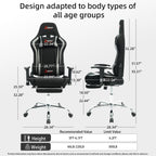 Fabric Gaming Chair, Skin-Friendly and Breathable, Manufactured by A Reputable Manufacturer, Safe and Stable, Specially Designed for Gaming.with Footrest Mg(1005-Gray)