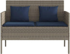 Poly Rattan Garden Bench with Cushion, Outdoor Storage Bench with Waterproof Cushion, PE Rattan Patio Seat with Storage Bag for Cushions and Towels