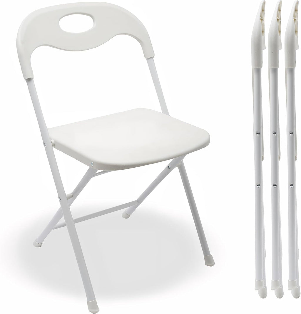 Huacan 4 Pack White Folding Chair - Portable Stackable Commercial Foldable Chair Reinfoced Steel Frame for Comfortable Event Chair-Lightweight Folding Chair (White, 4 Pack)