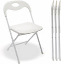 Huacan 4 Pack White Folding Chair - Portable Stackable Commercial Foldable Chair Reinfoced Steel Frame for Comfortable Event Chair-Lightweight Folding Chair (White, 4 Pack)