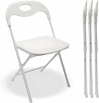 Huacan 4 Pack White Folding Chair - Portable Stackable Commercial Foldable Chair Reinfoced Steel Frame for Comfortable Event Chair-Lightweight Folding Chair (White, 4 Pack)