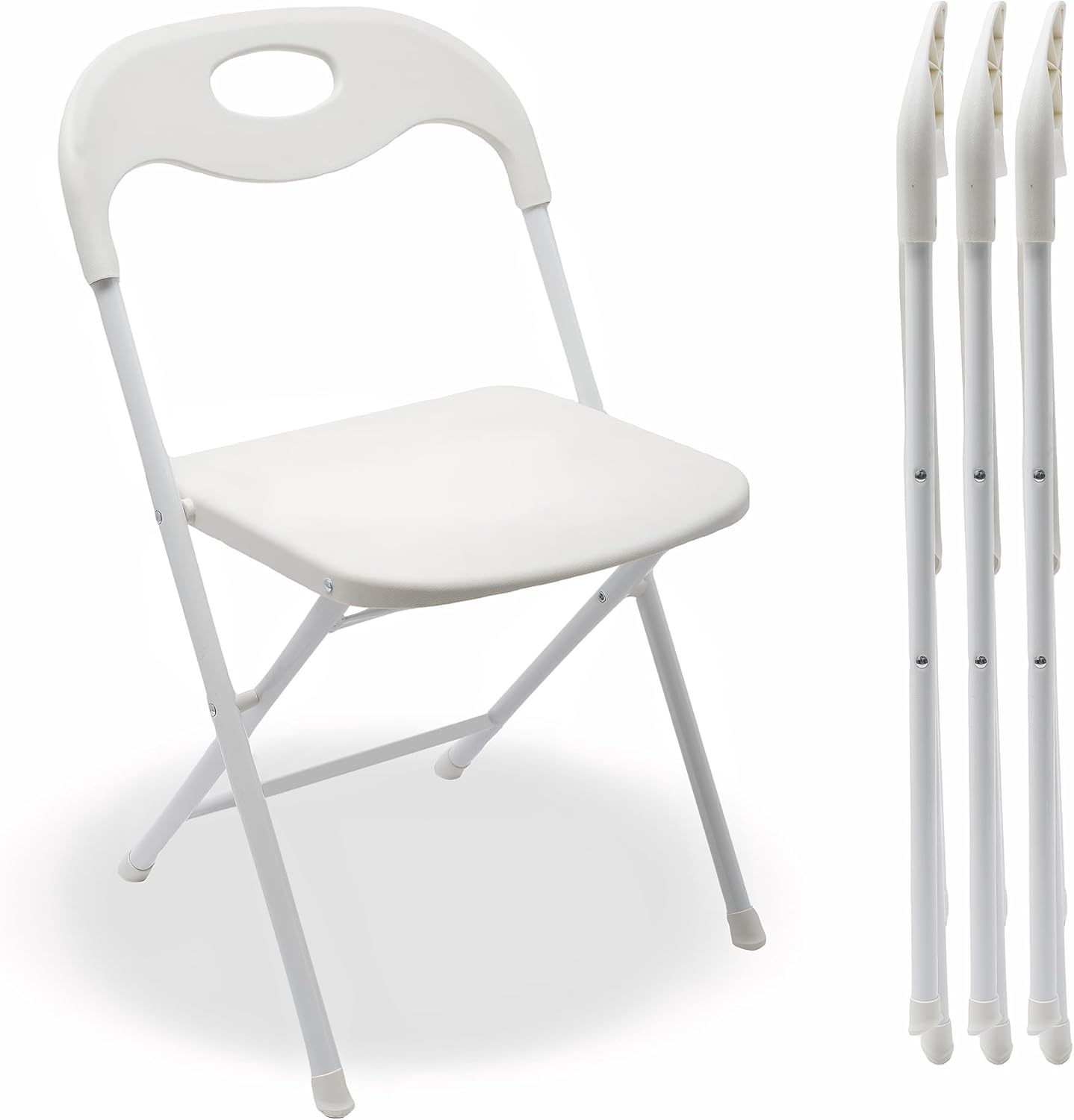 Huacan 4 Pack White Folding Chair - Portable Stackable Commercial Foldable Chair Reinfoced Steel Frame for Comfortable Event Chair-Lightweight Folding Chair (White, 4 Pack)