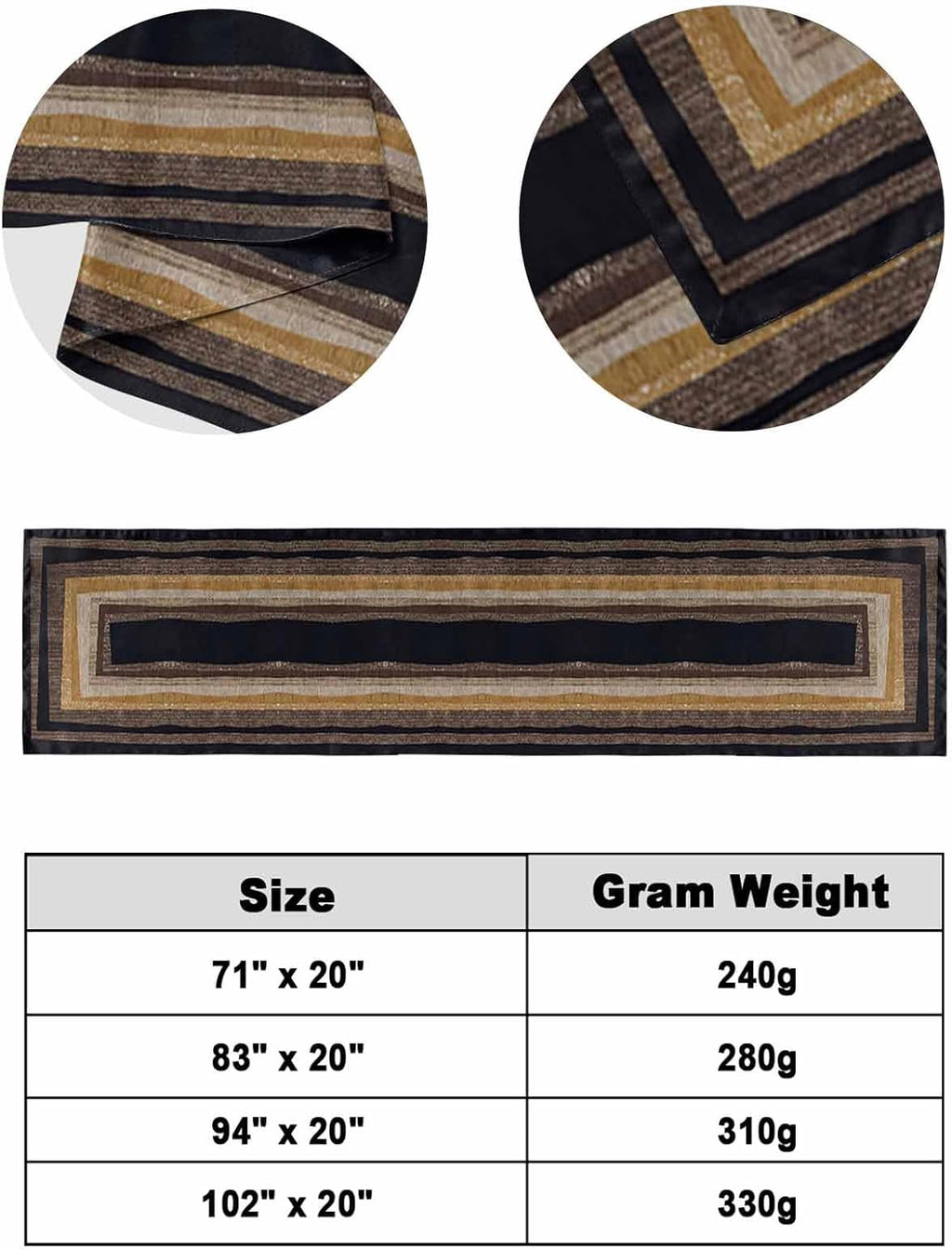 Bed Runner for King Size Beds, Farm Wooden Decorative Bed Runners Scarves for Bedroom, Geometric Black Brown Wood Grain Abstract Washable Bedding Scarf Cover
