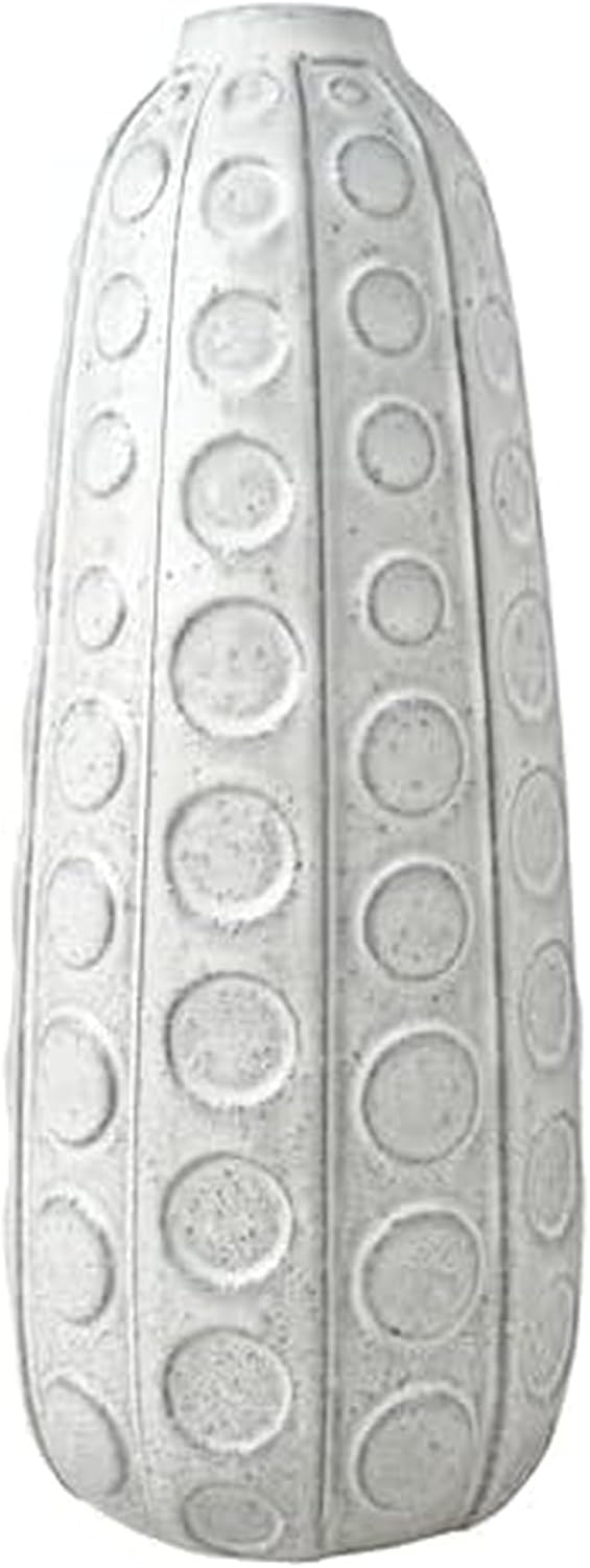 Mikasa White Ceramic Vase with Embossed Dot Texture, 15.5 Inch Tall Floor Vase for Home Decor, Living Room, Bedroom, and Entryway