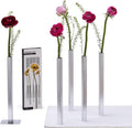 PELEG DESIGN Magnetic Bud Vase Set (Silver) - Unique Home Decor Gift & Modern Table Centerpiece - 5 Aluminum Single Stem Vases - 9.4" Tall Gravity Defying Decor
