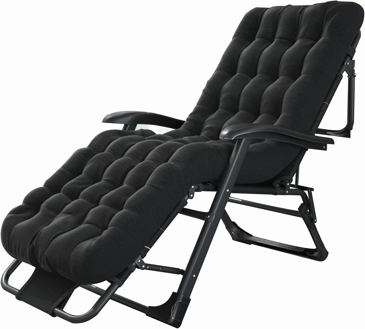 Padded Lounge Chair Wider Armrest Adjustable Portable Recliner with Head Support Bar Support