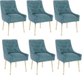 Dining Chairs Set of 6, Gold Leg Side Chair Faux Leather Vanity Mid-Century with Metal Legs Upholstered PU Leather Luxury Accent Chairs Living Room Restaurant