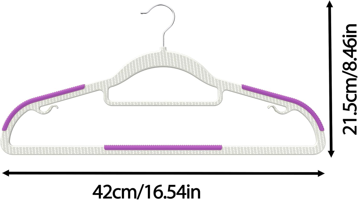 60 Pack Heavy Duty Plastic Hangers, Non Slip Clothes Hangers with Rubber Pads and 360° Hook - Thin Space Saving Hanger, Closet Organizer for Shirt, Pants, Suit, Skirt,Coat - Purple