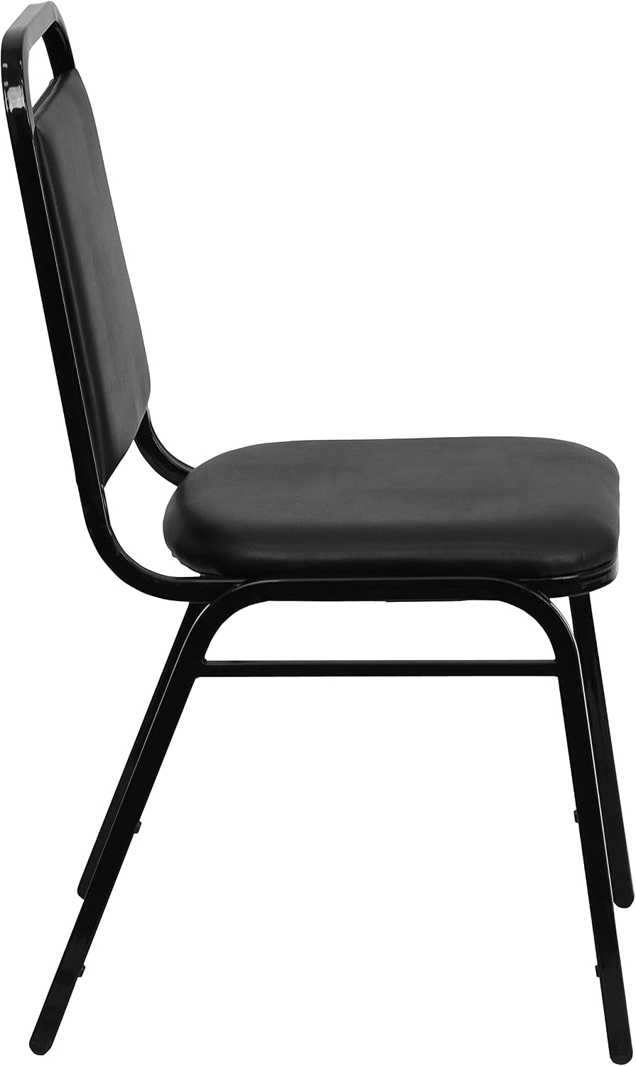 Flash Furniture Hercules Series Trapezoidal Vinyl Banquet and Event Chairs, Commercial Event Chairs with Padded Seats and Backs, Set of 4, Black