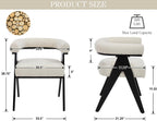 CIMOTA Set of 8 Mid-Century Modern Barrel Dining Chairs with Arms, Fabric Upholstered Kitchen & Dining Room Chairs with Black Wood Legs Contemporary Armchairs Accent Side Chairs, Cream White