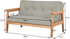 Double Seater Kid Sofa Chair, Kid Couch with Solid Wood Arm and Linen Pattern PVC for Kids Rest (Light Grey)