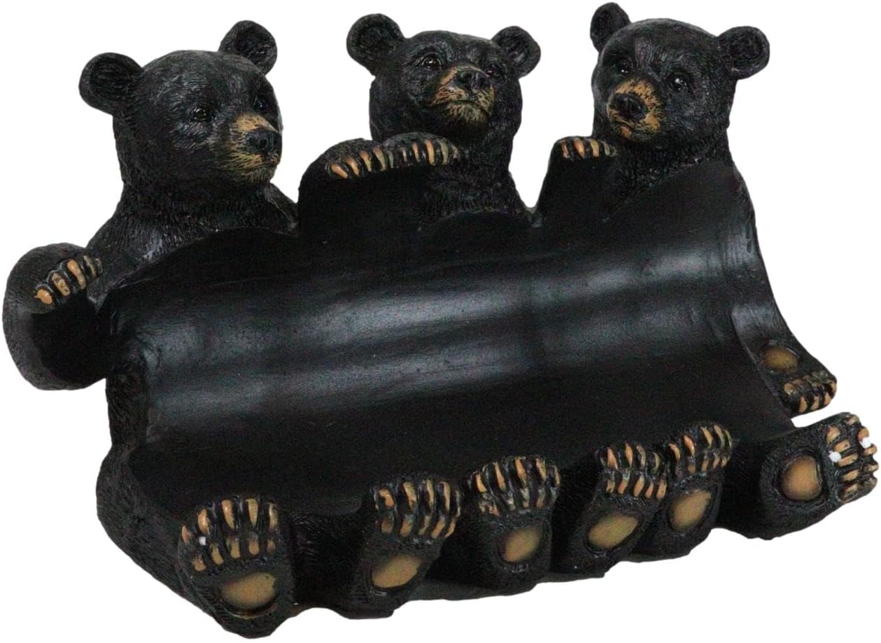 Ebros Gift Rustic Western Forest Animal Whimsical Three Black Bears Hugging Wine Bottle Figurine Wine Holder 9.5" Long Cabin Lodge Farmhouse Country Accent Decor