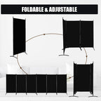 Room Divider-Folding Privacy Screens, 6 ft Partition Room Dividers Wall for Separation, Home, Office, Classroom, Studio (Black, 6 Panel)