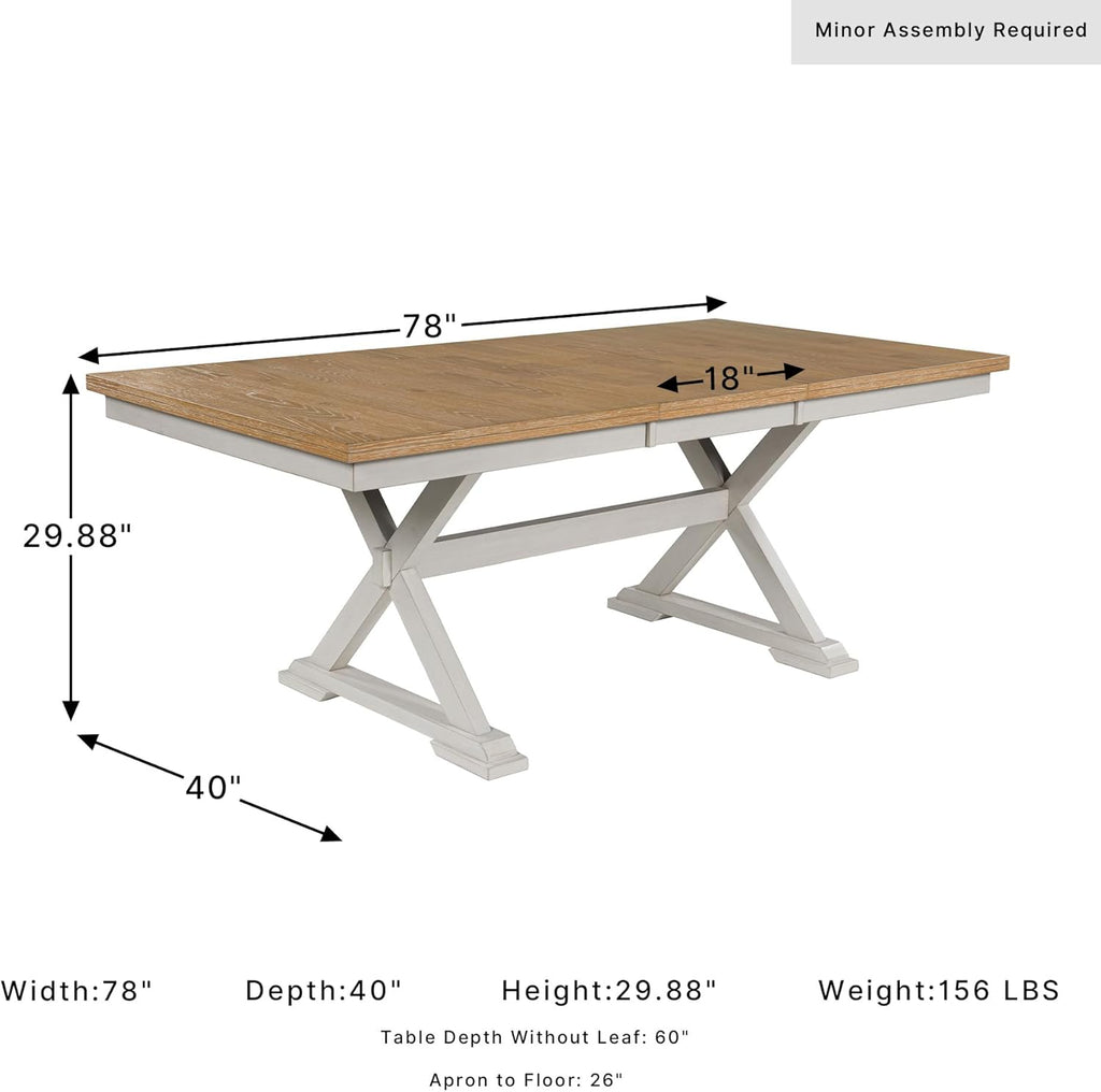 Signature Design by Ashley Westlinport Casual Dining Butterfly Extension Table with Self-Storing Butterfly Leaf, Light Brown & White