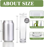 Glass Cylinder Bud Vases for Centerpieces, Set of 12 Clear Small vases,Handmade Slim Flower Vases Wedding Table Decor for Single Rose vases Bulk, Home Aesthetic Desk Decor, Party Decorations,7.5"