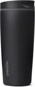 Owala SmoothSip Slider Ceramic-Lined Insulated Stainless Steel Coffee Tumbler, No Metallic Taste Reusable Travel Mug, Hot Iced Coffee Cup, BPA Free 20 oz, Very, Very Dark