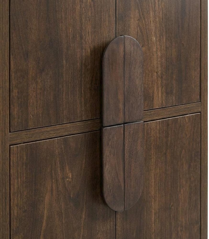 Furnifact Rustic Finish Pantry Cabinet, Durable Construction, Anti-Tip Mechanism, Spacious Storage, Easy Accessibility, Sturdy Frame for Kitchen Organization