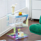Modern Acrylic Side Table, Clear Acrylic Nightstand, Multifunctional End Table, 3-Tier, No Assembly Required